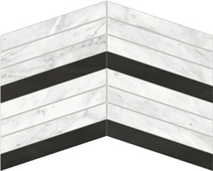 Trilogy Chevron Mix Mosaic -   14 1/8" x 9 7/8"   Matte  0.97 SF/PC