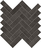 Fray Black Herringbone Mosaic 11 13/16" x 11 13/16" Matte