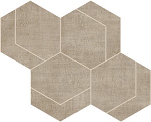 Fray Taupe Hexmark Mosaic -   12 1/8" X 10 3/8"   Matte  0.87 SF/PC