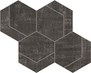 Fray Metal Black Hexmark Mosaic -  12 1/8" X 10 3/8" Matte  0.87 SF/PC