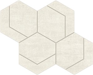 Fray Metal White Hexmark Mosaic -  12 1/8" X 10 3/8" Matte  0.87 SF/PC
