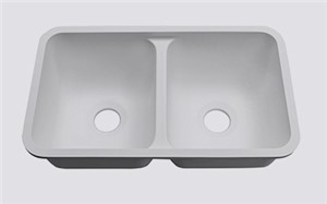 Almond 50/50 Kitchen Bowl Center Drains