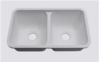 Almond 50/50 Kitchen Bowl Center Drains